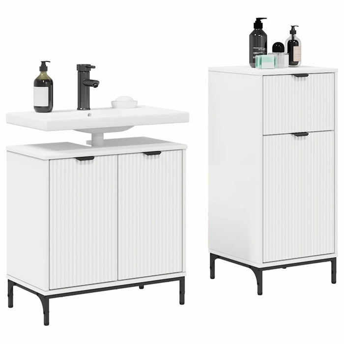 Set de mobilier pentru baie 2 pcs Alb Lemn aranjat și metal WALTI