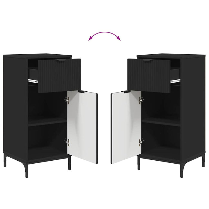 Set de mobilier pentru baie 2 pcs Negru Lemn aranjat și metal WALTI