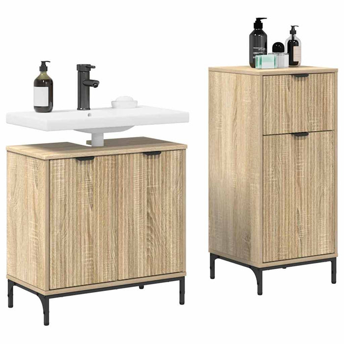 Set de mobilier pentru baie cu sertar 2 pcs Stejar Sonoma WALTI