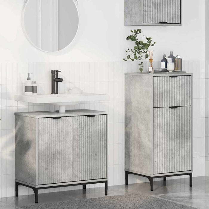 Set de mobilier pentru baie cu sertar 2 pcs Gri din beton - WALTI WALTI