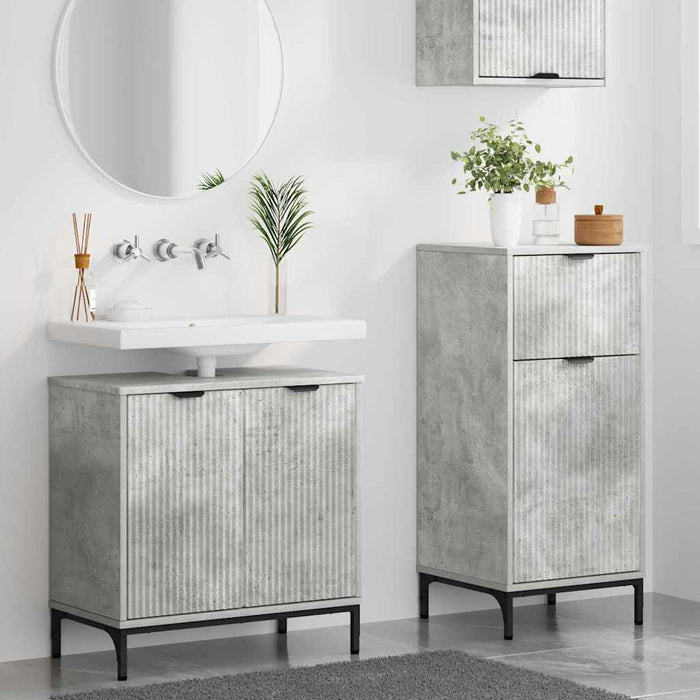 Set de mobilier pentru baie cu sertar 2 pcs Gri din beton - WALTI WALTI