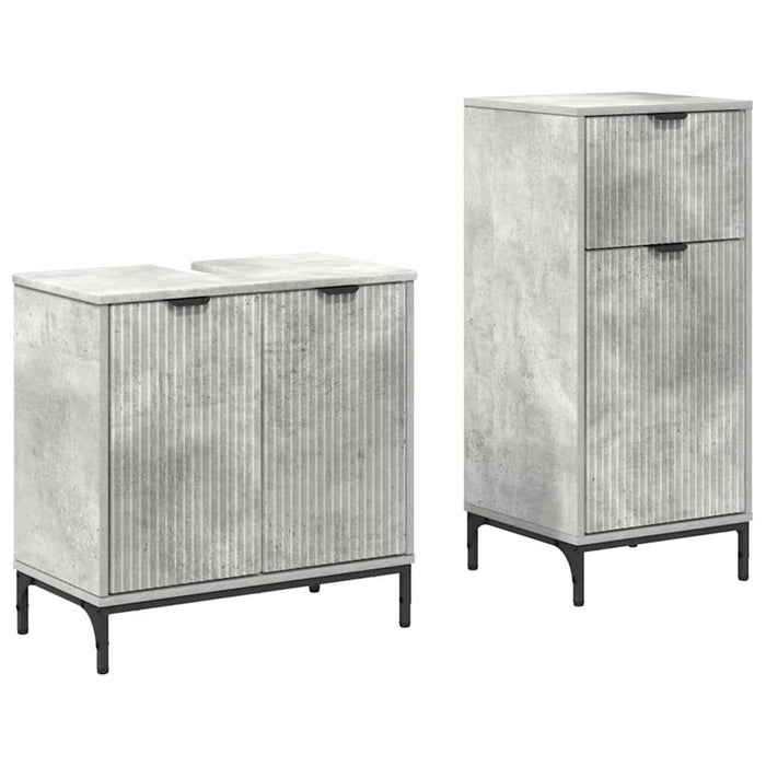 Set de mobilier pentru baie cu sertar 2 pcs Gri din beton - WALTI WALTI