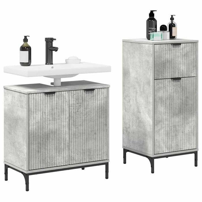 Set de mobilier pentru baie cu sertar 2 pcs Gri din beton - WALTI WALTI