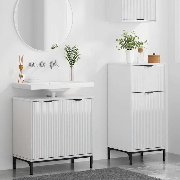 Set de mobilier pentru baie cu sertar cu raft 2 pcs Alb lucios WALTI