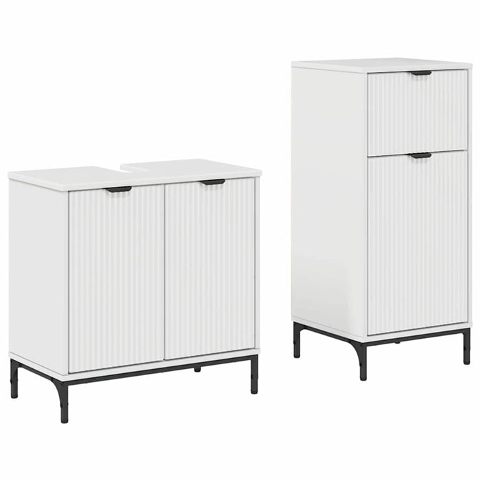 Set de mobilier pentru baie cu sertar cu raft 2 pcs Alb lucios WALTI