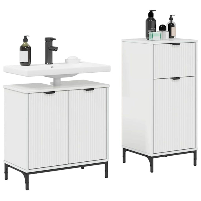 Set de mobilier pentru baie cu sertar cu raft 2 pcs Alb lucios WALTI