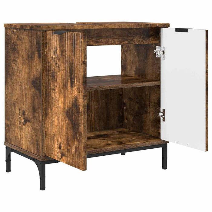 Set de mobilier pentru baie cu sertar 2 pcs Stejar fumuriu - WALTI WALTI