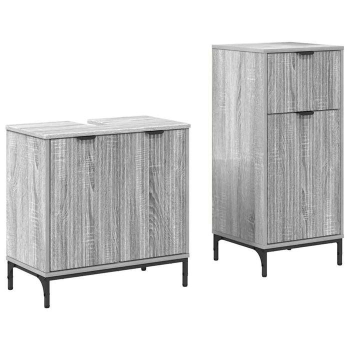 Set de mobilier pentru baie cu sertar cu raft 2 pcs Gri Sonoma - WALTI WALTI