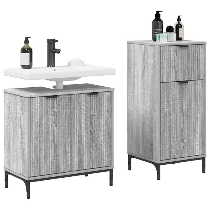 Set de mobilier pentru baie cu sertar cu raft 2 pcs Gri Sonoma - WALTI WALTI