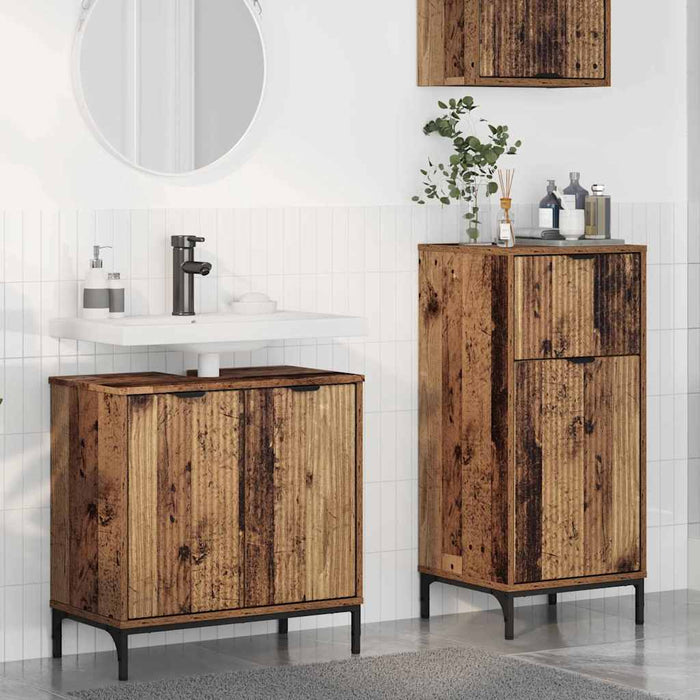 Set de mobilier pentru baie cu sertar cu raft 2 pcs Lemn Vechi - WALTI WALTI
