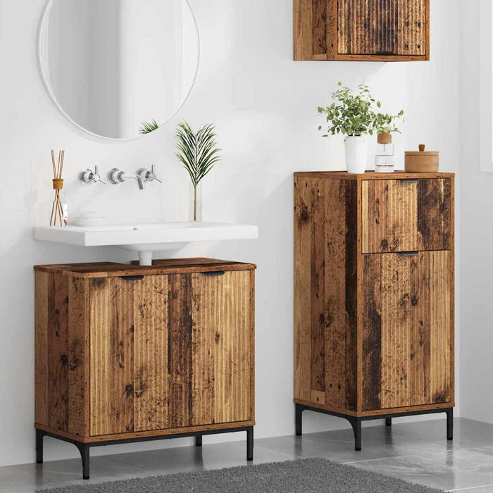 Set de mobilier pentru baie cu sertar cu raft 2 pcs Lemn Vechi - WALTI WALTI