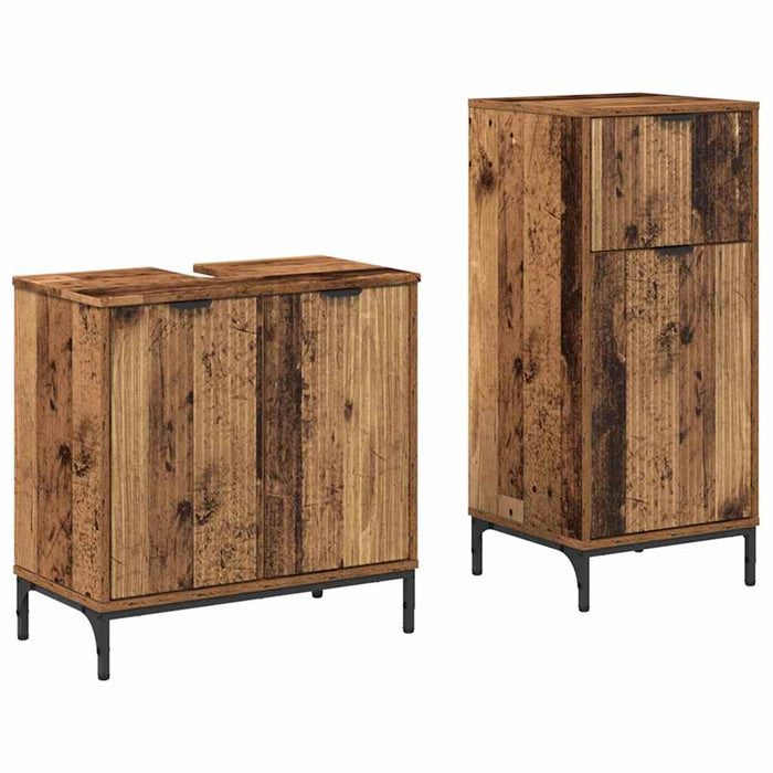 Set de mobilier pentru baie cu sertar cu raft 2 pcs Lemn Vechi - WALTI WALTI