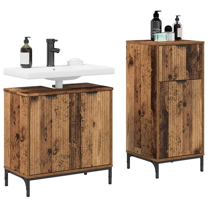 Set de mobilier pentru baie cu sertar cu raft 2 pcs Lemn Vechi - WALTI WALTI