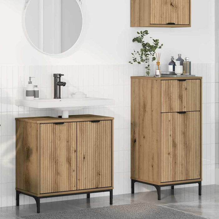 Set de mobilier pentru baie cu sertar 2 pcs Stejar Artizanal WALTI