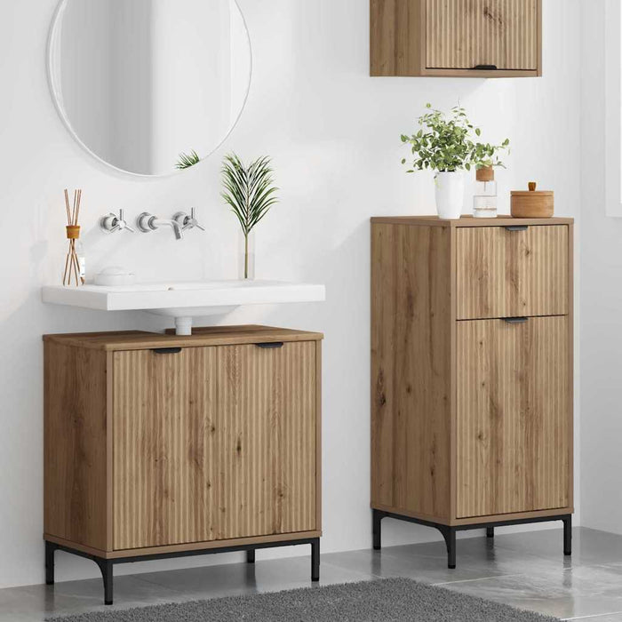 Set de mobilier pentru baie cu sertar 2 pcs Stejar Artizanal WALTI