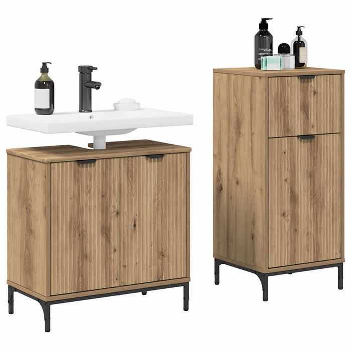 Set de mobilier pentru baie cu sertar 2 pcs Stejar Artizanal WALTI