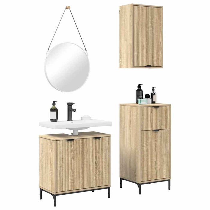 Set de mobilier pentru baie 3 pcs Stejar sonoma Lemn compozit WALTI