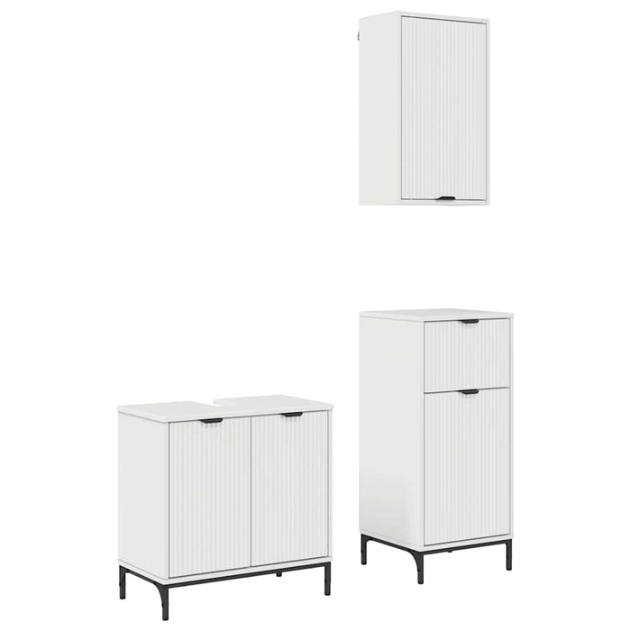 Set de mobilier pentru baie cu sertar 3 pcs Alb foarte lucios WALTI