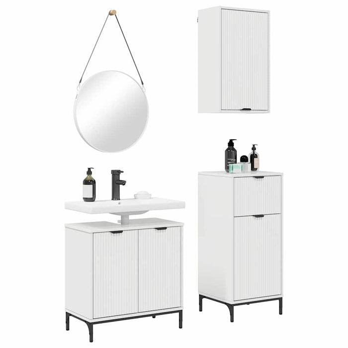 Set de mobilier pentru baie cu sertar 3 pcs Alb foarte lucios WALTI