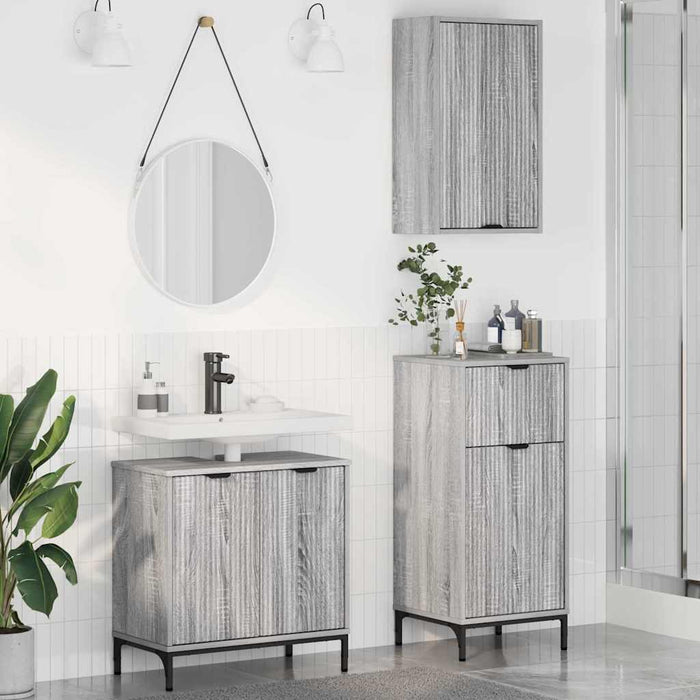 Set de mobilier pentru baie 3 pcs sonoma gri Lemn compozit - WALTI WALTI