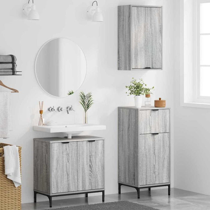 Set de mobilier pentru baie 3 pcs sonoma gri Lemn compozit - WALTI WALTI