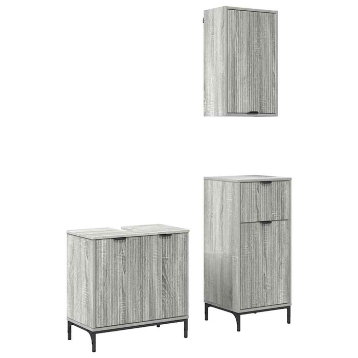 Set de mobilier pentru baie 3 pcs sonoma gri Lemn compozit - WALTI WALTI