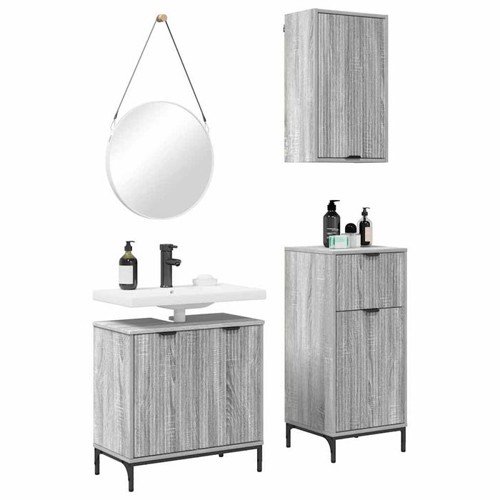 Set de mobilier pentru baie 3 pcs sonoma gri Lemn compozit - WALTI WALTI