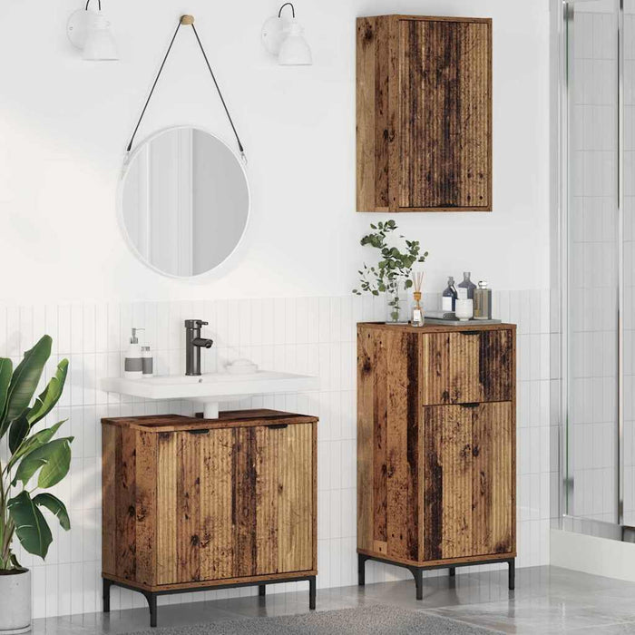 Set de mobilier pentru baie 3 buc. Lemn Vechi WALTI