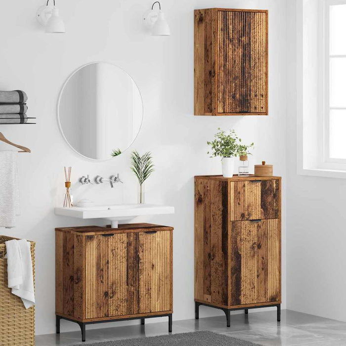 Set de mobilier pentru baie 3 buc. Lemn Vechi WALTI