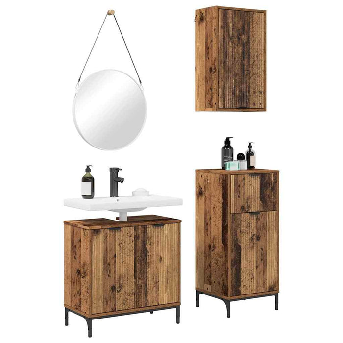 Set de mobilier pentru baie 3 buc. Lemn Vechi WALTI