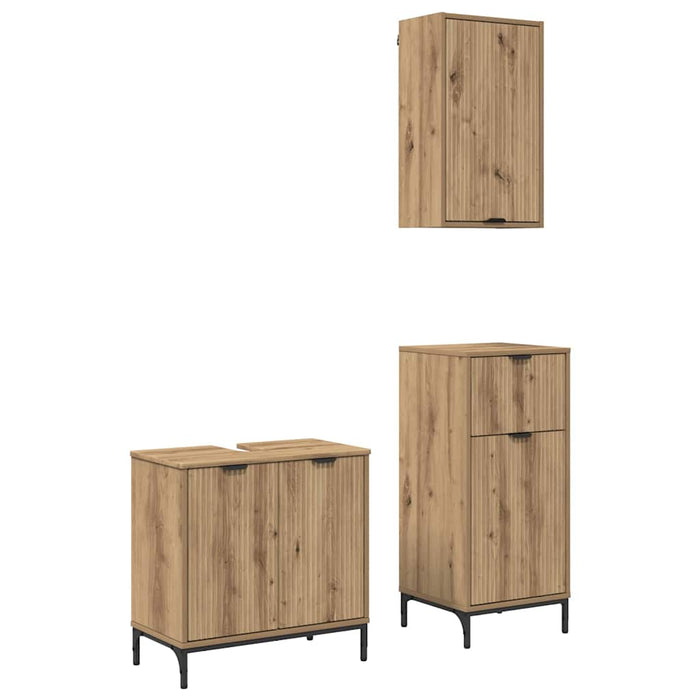 Set de mobilier pentru baie 3 buc. Stejar Artizanal WALTI