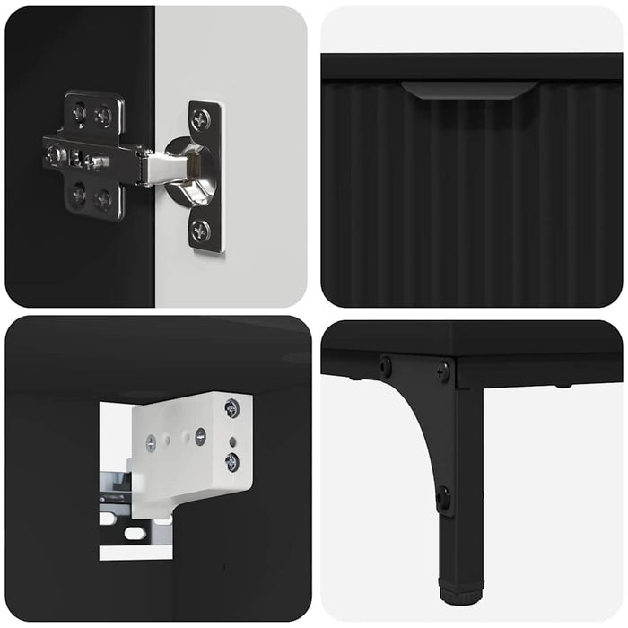 Set de mobilier pentru baie Negru Lemn de inginerie, Metal WALTI
