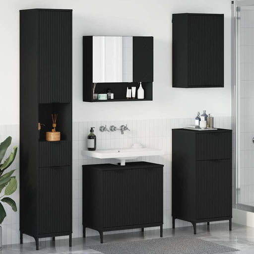 Set de mobilier pentru baie Negru Lemn de inginerie, Metal - WALTI WALTI