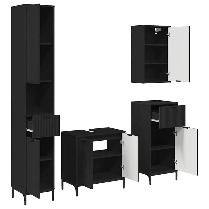Set de mobilier pentru baie Negru Lemn de inginerie, Metal WALTI