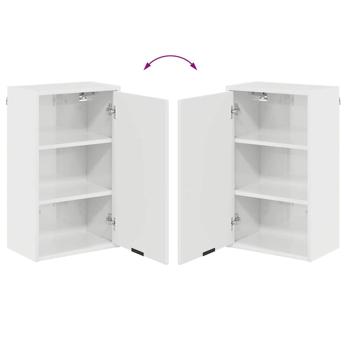 Set de mobilier pentru baie Alb lucios Lemn de inginerie, Metal WALTI