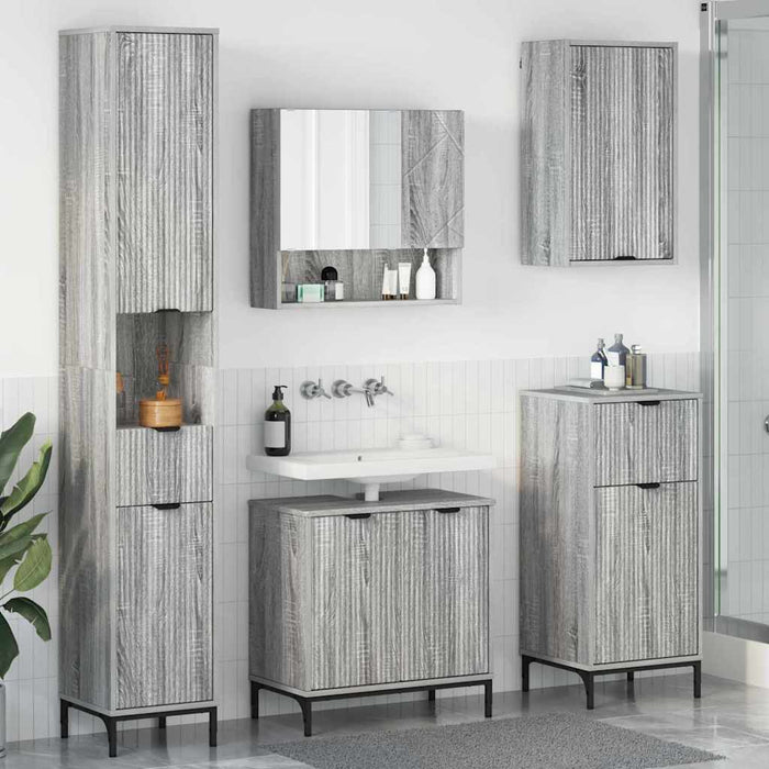 Set de mobilier pentru baie Gri Sonoma Lemn de inginerie, Metal - WALTI WALTI