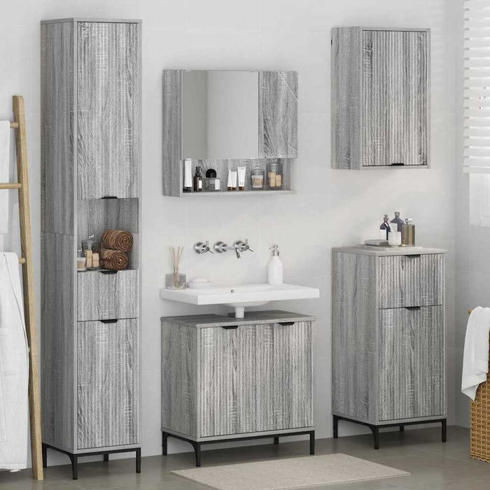 Set de mobilier pentru baie Gri Sonoma Lemn de inginerie, Metal - WALTI WALTI