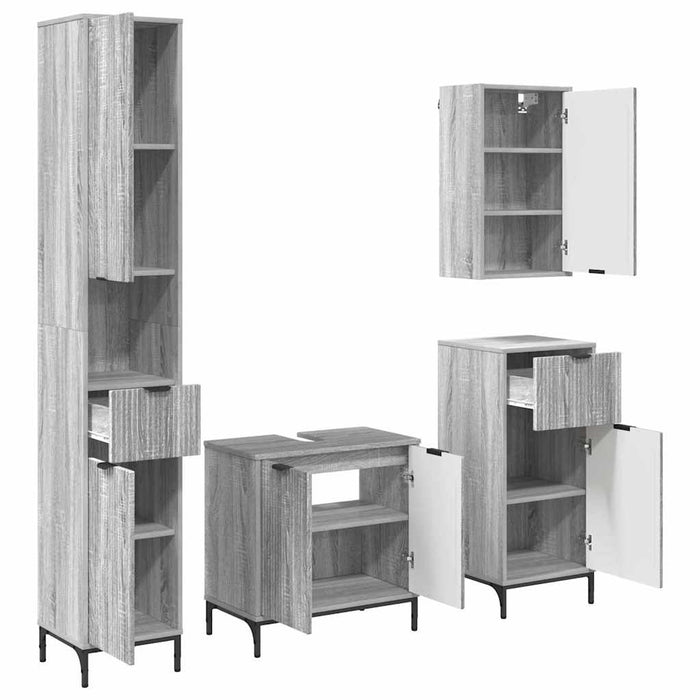Set de mobilier pentru baie Gri Sonoma Lemn de inginerie, Metal - WALTI WALTI