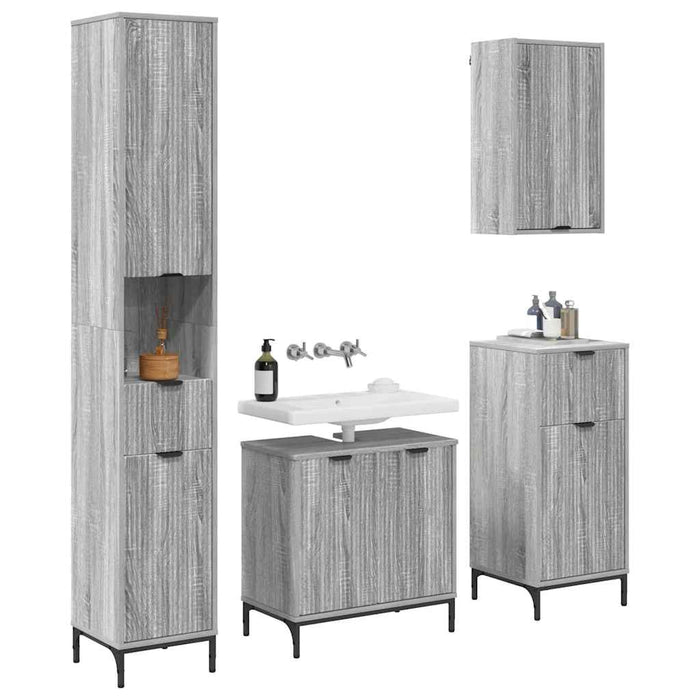Set de mobilier pentru baie Gri Sonoma Lemn de inginerie, Metal - WALTI WALTI