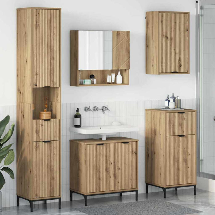 Set de mobilier pentru baie 4 buc. Stejar Artizanal WALTI