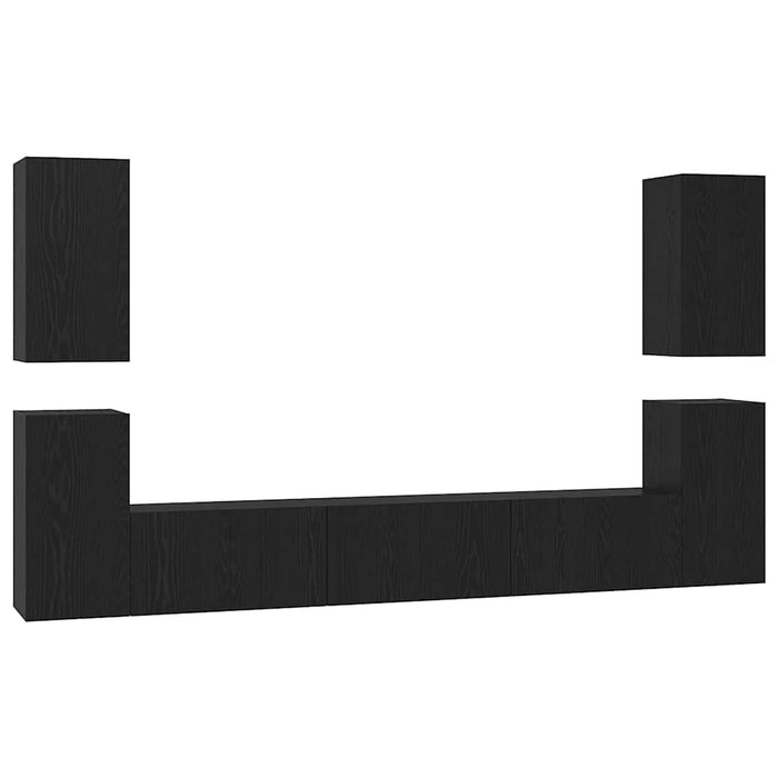 Set comodă TV cu raft Altele cu depozitare cu ușă 7 pcs Stejar negru Lemn compozit - WALTI WALTI