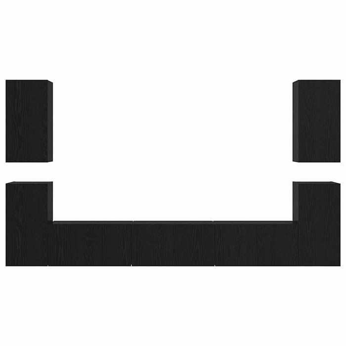 Set comodă TV cu raft Altele cu depozitare cu ușă 7 pcs Stejar negru Lemn compozit - WALTI WALTI