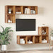 Set comodă TV Pe perete 4 pcs Lemn Vechi Lemn compozit - WALTI WALTI