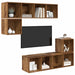 Set comodă TV Pe perete 4 pcs Lemn Vechi Lemn compozit - WALTI WALTI