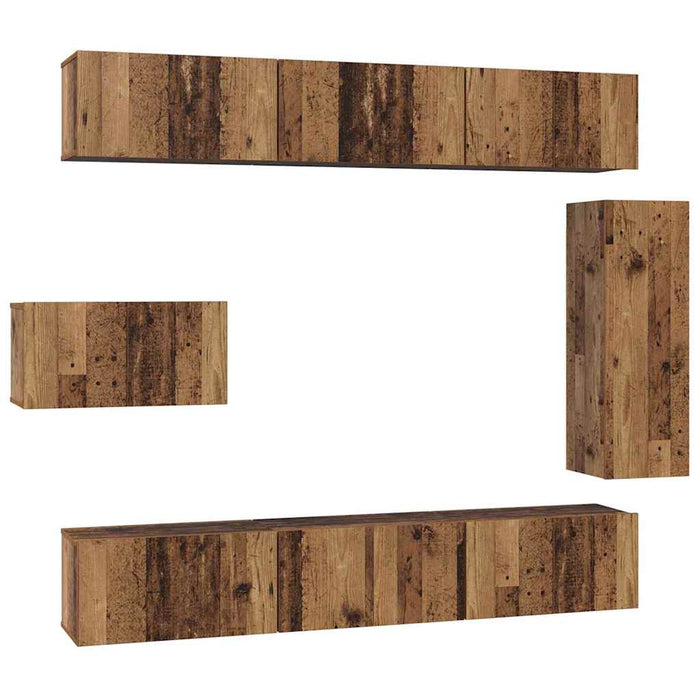 Set comodă TV 8 pcs Lemn vechi 30.5 x 30 x 90 cm Lemn compozit - WALTI WALTI