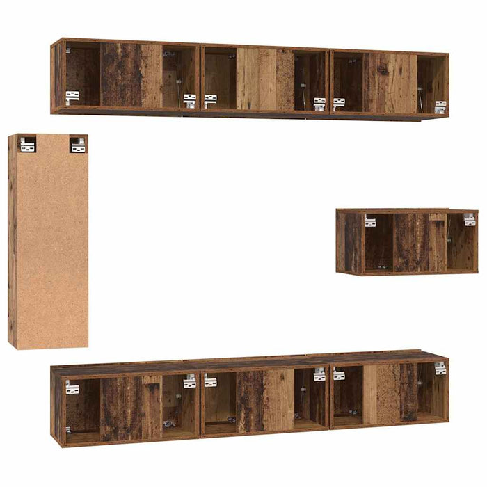 Set comodă TV 8 pcs Lemn vechi 30.5 x 30 x 90 cm Lemn compozit - WALTI WALTI