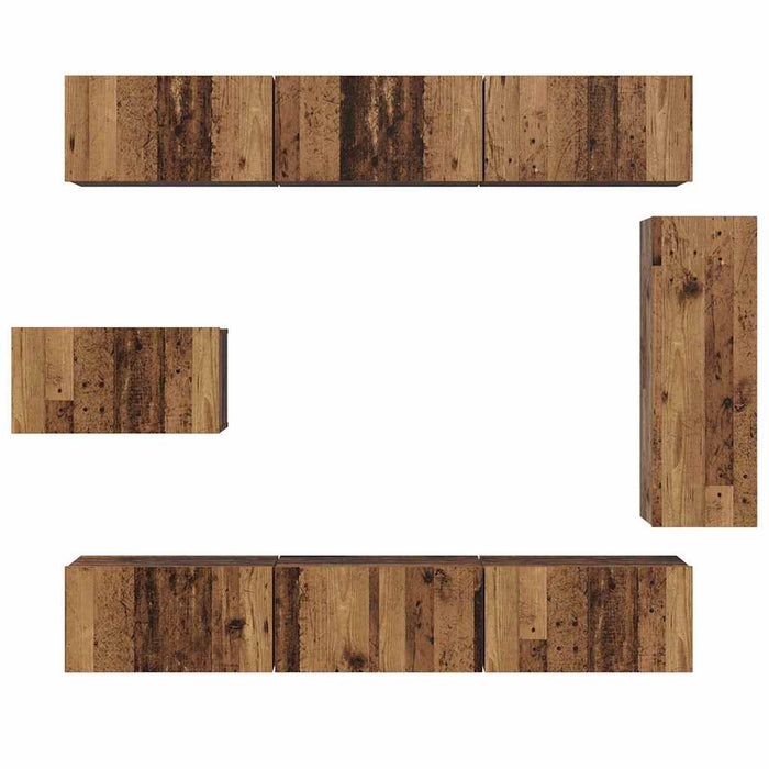 Set comodă TV 8 pcs Lemn vechi 30.5 x 30 x 90 cm Lemn compozit - WALTI WALTI