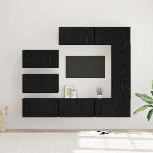 Set comodă TV cu raft Pe perete Altele 8 pcs Stejar negru 30.5 x 30 x 90 cm - WALTI WALTI