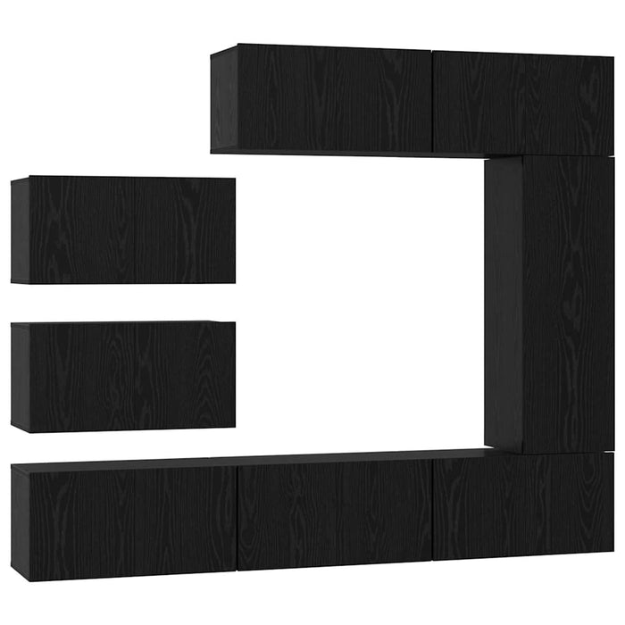 Set comodă TV cu raft Pe perete Altele 8 pcs Stejar negru 30.5 x 30 x 90 cm - WALTI WALTI