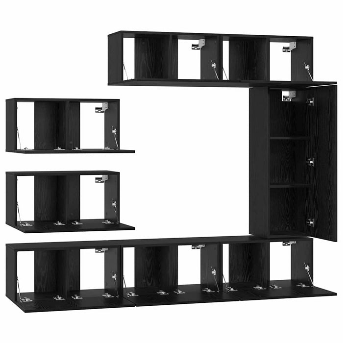 Set comodă TV cu raft Pe perete Altele 8 pcs Stejar negru 30.5 x 30 x 90 cm - WALTI WALTI